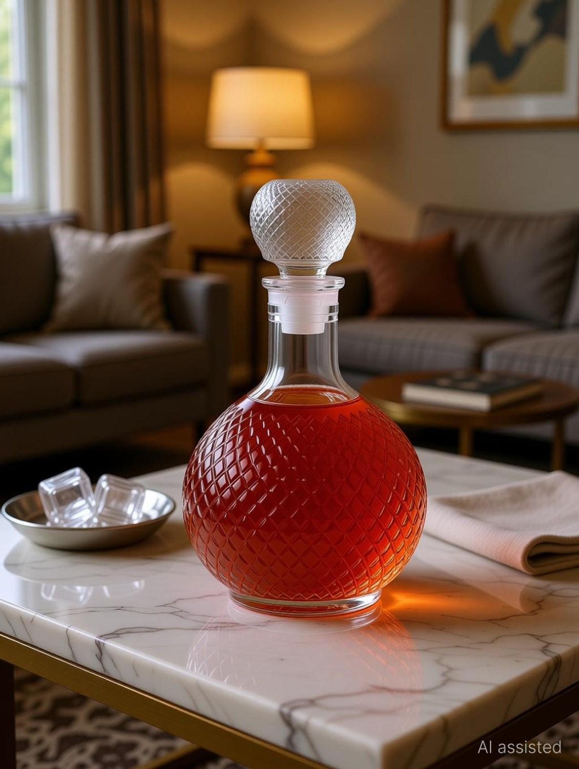 Image of GOLDFINCH Round Ball Shape Whiskey Wine Beer Brandy Water Champagne Decanter Whisky, Wine, Vodka, Liquer, Scotch Decanter (Glass, 33 oz)