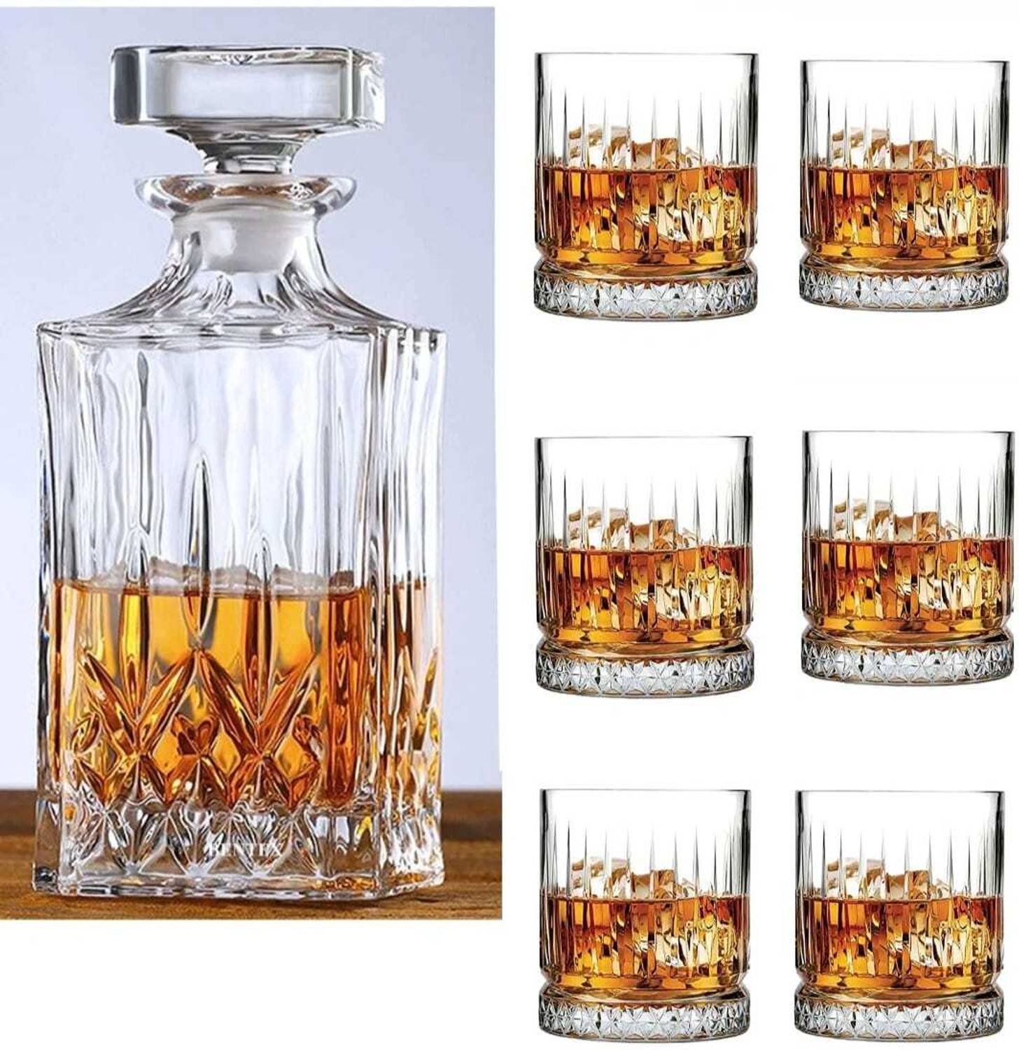 ウイスキー ccc CQZ 7Pcs Bar Set, 1 Decanter Bottle(850ml) with 6 Whiskey Glasses