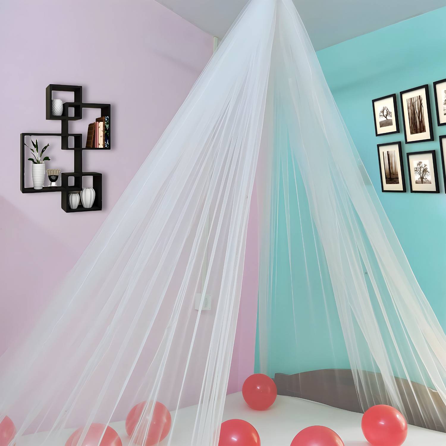 1iAM White Decoration Net for Romantic Dinner, Valentines Day | Cabana Tent Decoration