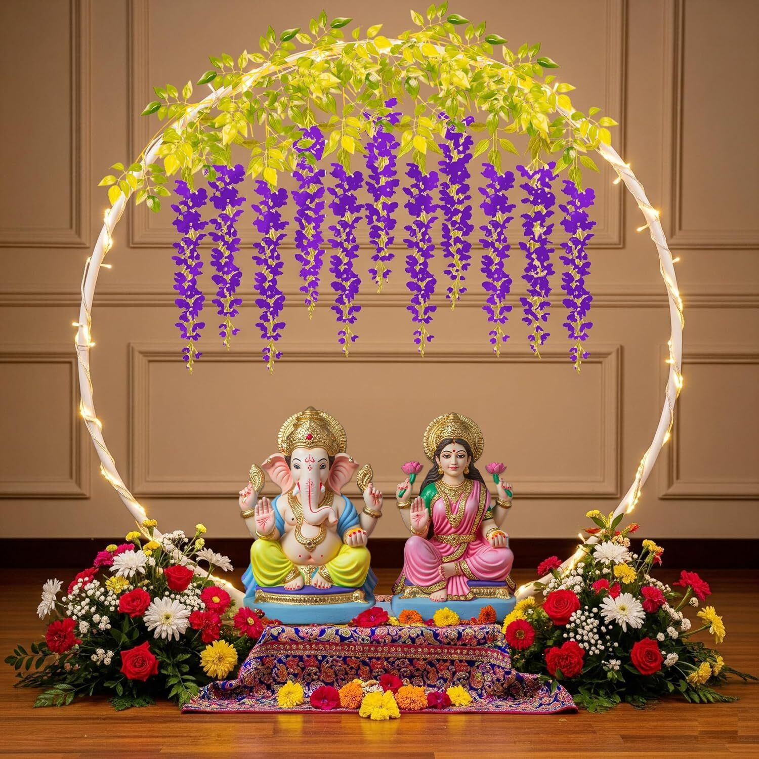 Image of specialyou.in Multicolor Ganpati Decoration PVC Pipe Stand - Ganpati Decoration Mandap Set