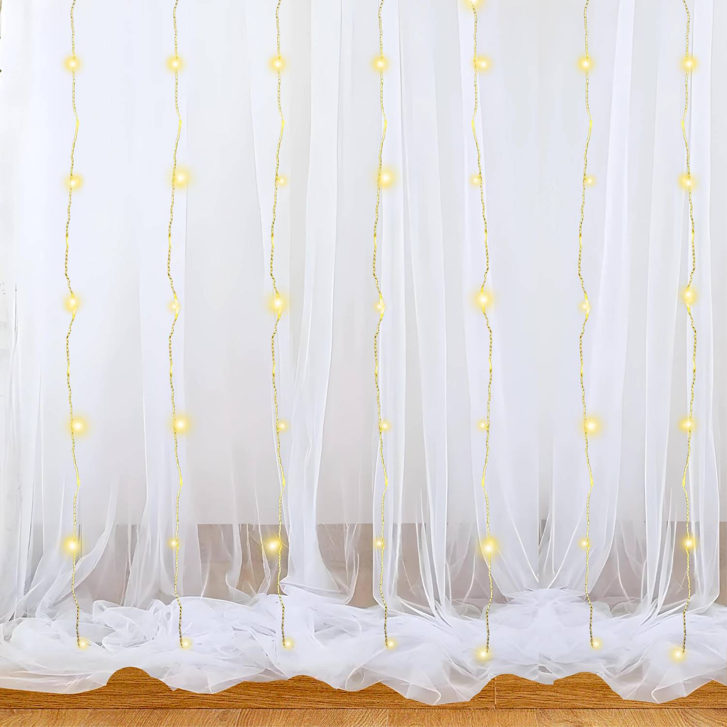 1iAM 2 Pieces White Decoration Net and 1 Piece Rice Light for Birthday, Anniversary, Photoshoot, Wedding, Romantic Dinner, Valentine's Day