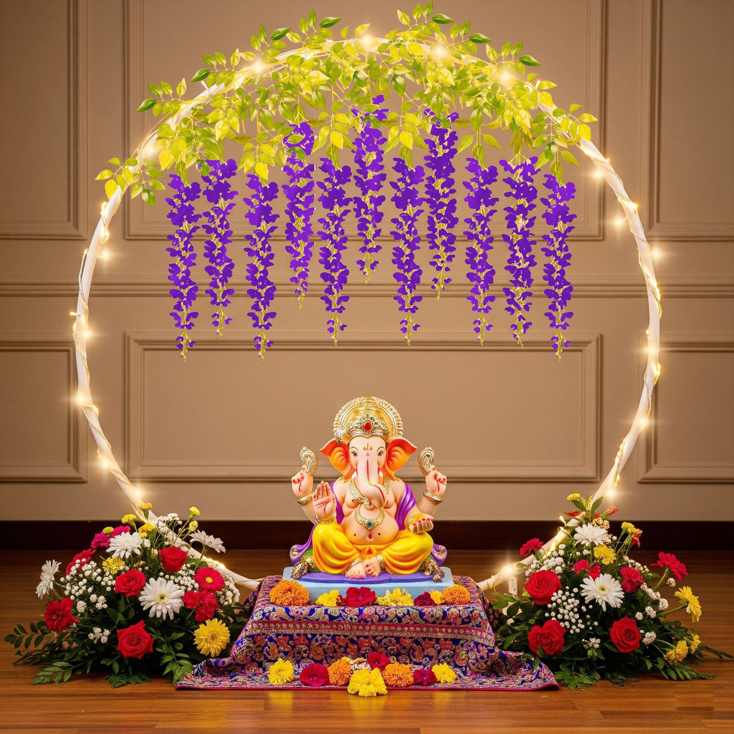 Image of specialyou.in Multicolor Ganpati Decoration PVC Pipe Stand - Ganpati Decoration Mandap Set