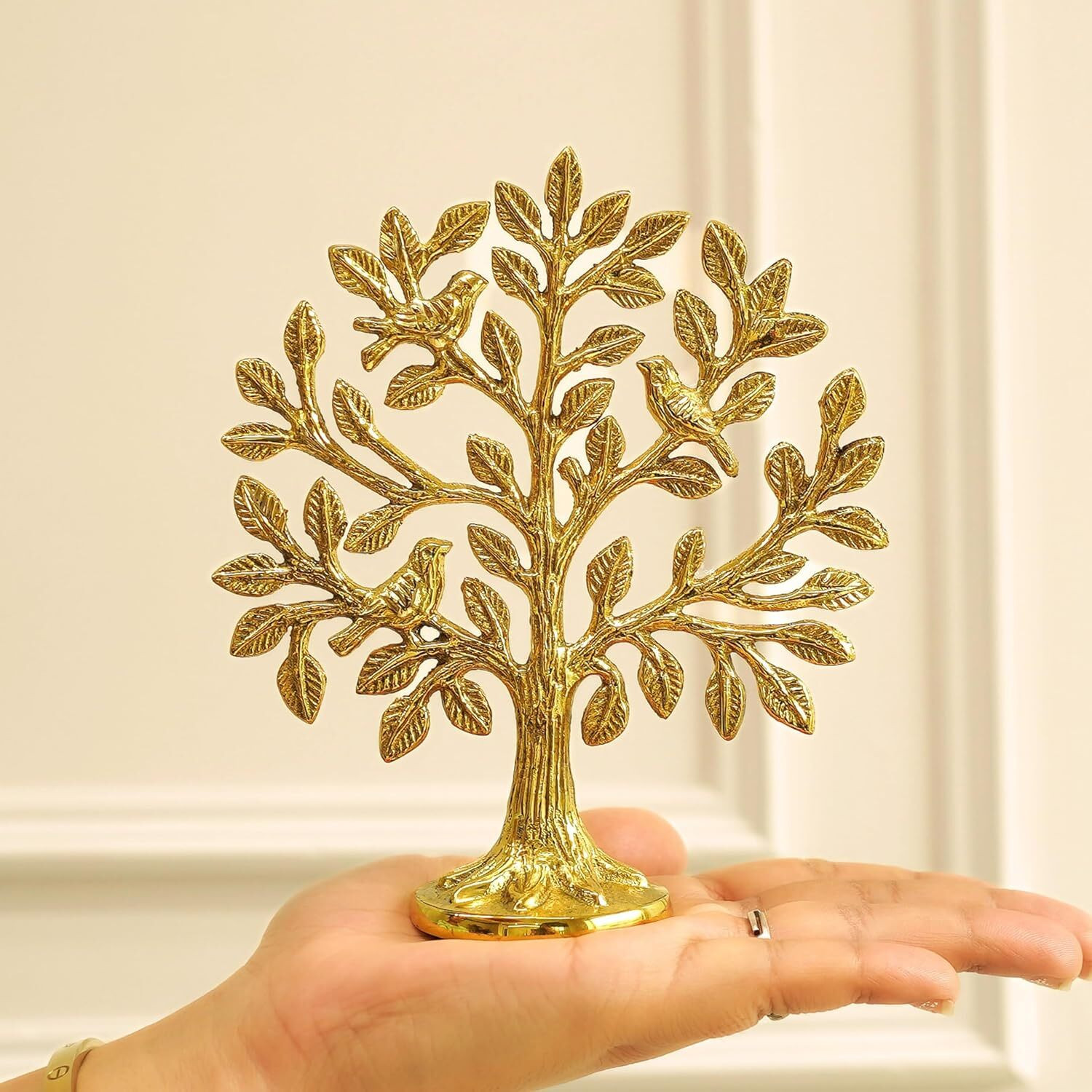 EVERSYS 100% Brass Kalpavriksha Tree for Home & Office Decor, Vastu Feng Shui Prosperity Decorative Showpiece  -  15 cm