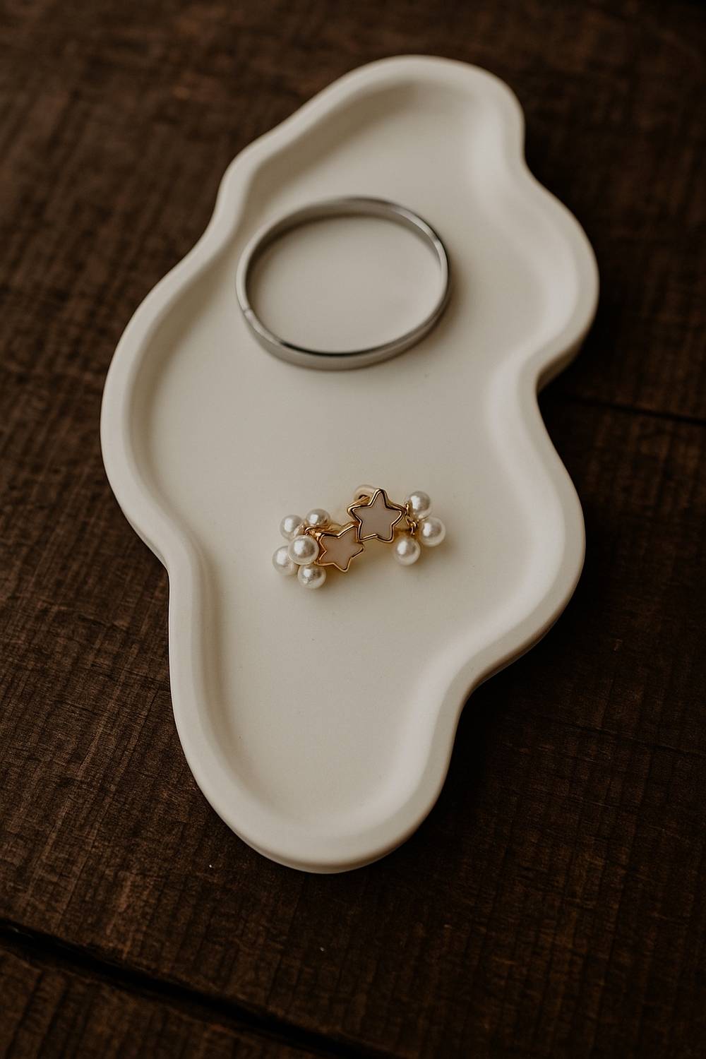 Chic chams Concrete white Oval Cloud-Shaped Trinket Tray, Home Decor for Jewellery Pottery Decorative Platter