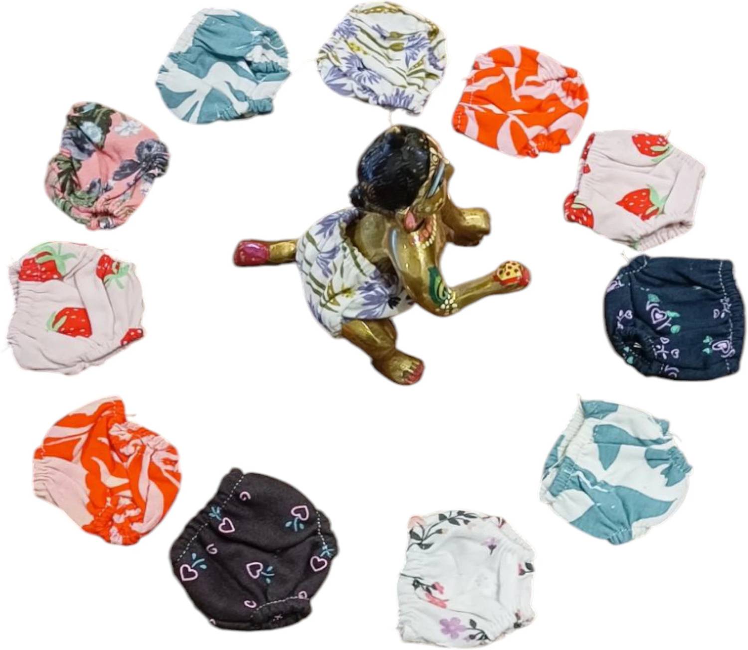 nini Nini 6 No Kanha Ji Laddu Gopal Ji, Diaper, Chaddhi Langoti Nappy, Pack of 12 Size 6 no Dress