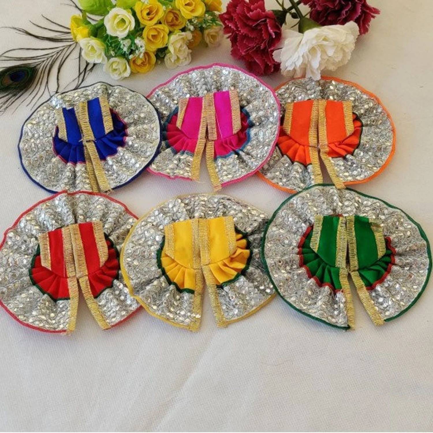 BROWN HORSE\ Kanha Bal Gopal Krishna Laddu Gopalji Cotton Dress Poshak Set of 6 Size 1 Number Dress
