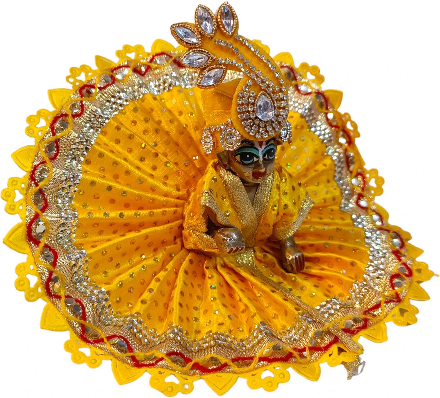 DivyaDrush 3 NO Laddu Gopal Ji Thakur Ji Beautiful Designer Yellow with Pagdi dress Dress