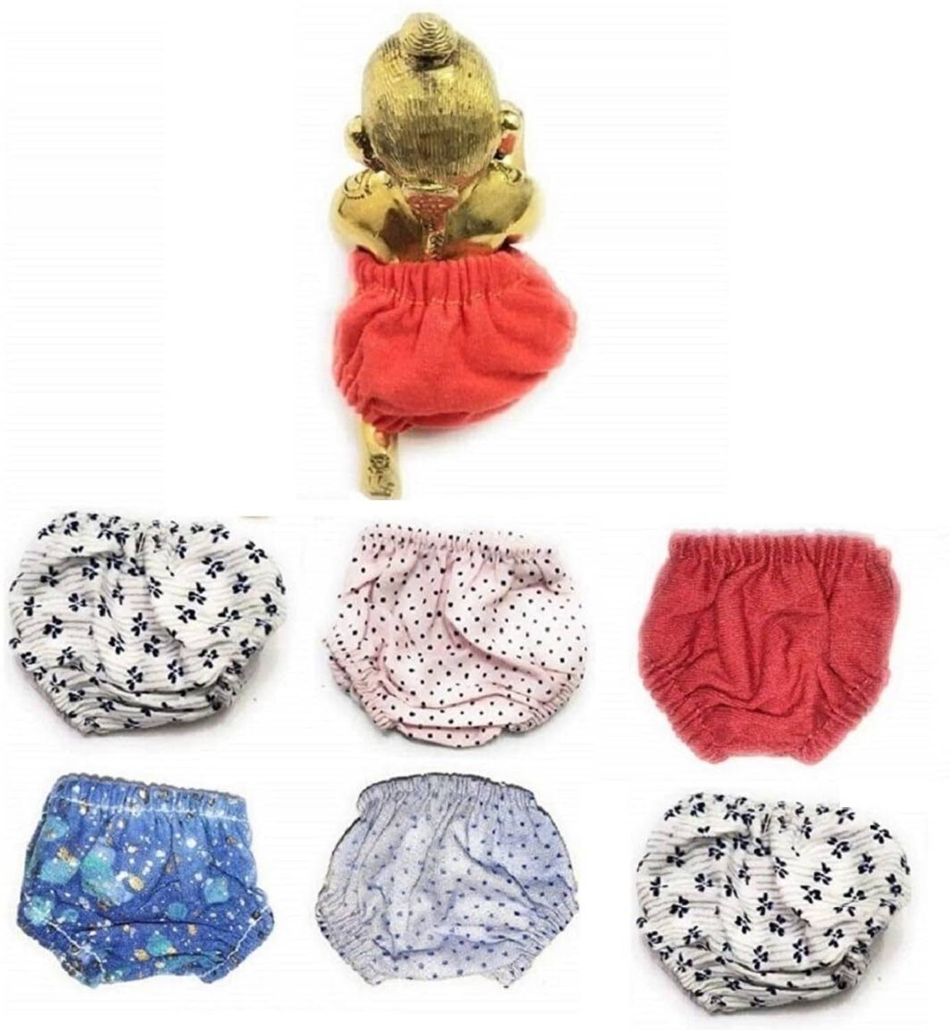 BROWN HORSE\ Laddu Gopal Nappy,Panty,Bloomer for Laddu Gopal ji Size 3 (Pack of 6) Multicolor Dress