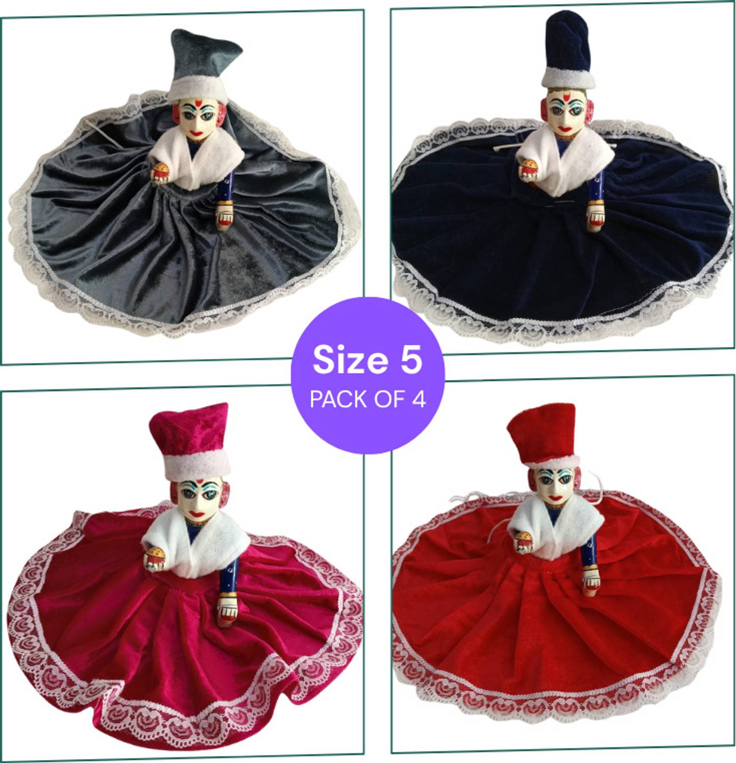 99POSHAK Laddu Gopal Winter Velvet Dress with Lace Size 5 Dress