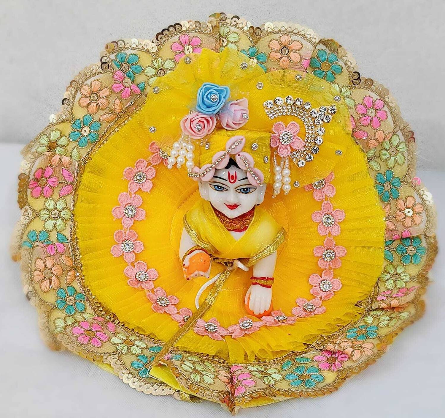 buyagain size 6 no laddu gopal summer fancy heavy yellow gotta poshak with matching mukat Dress