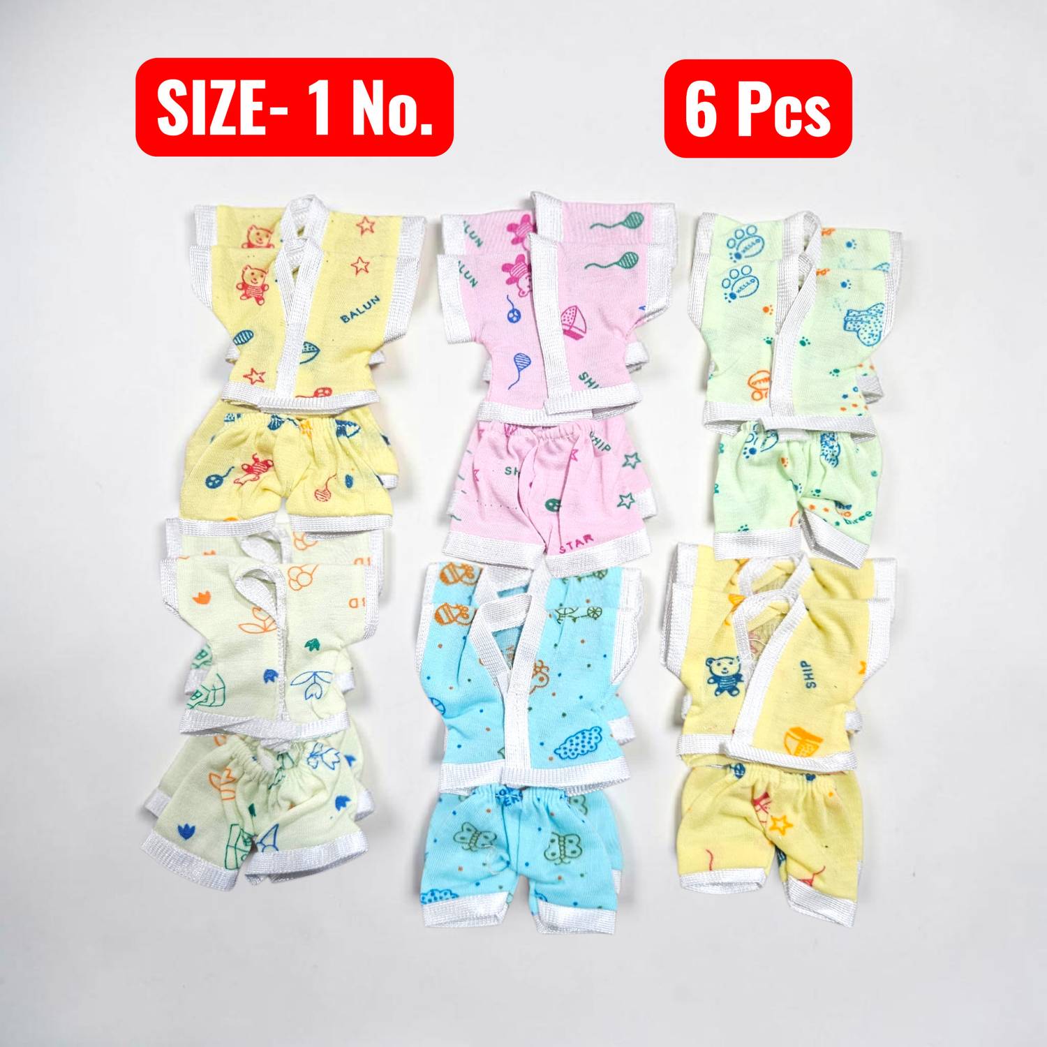 DivyaDrush 1 NO Laddu Gopal Ji Premium Quality Summer Night Suit Pack 6 Dress