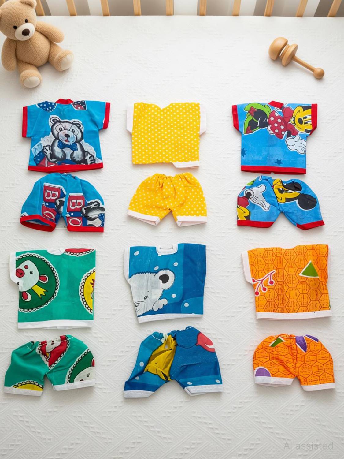 nini Laddu Gopal Ji 5 NO Summer Wear Night Suit Pack 6 (Random Color & Print) Dress