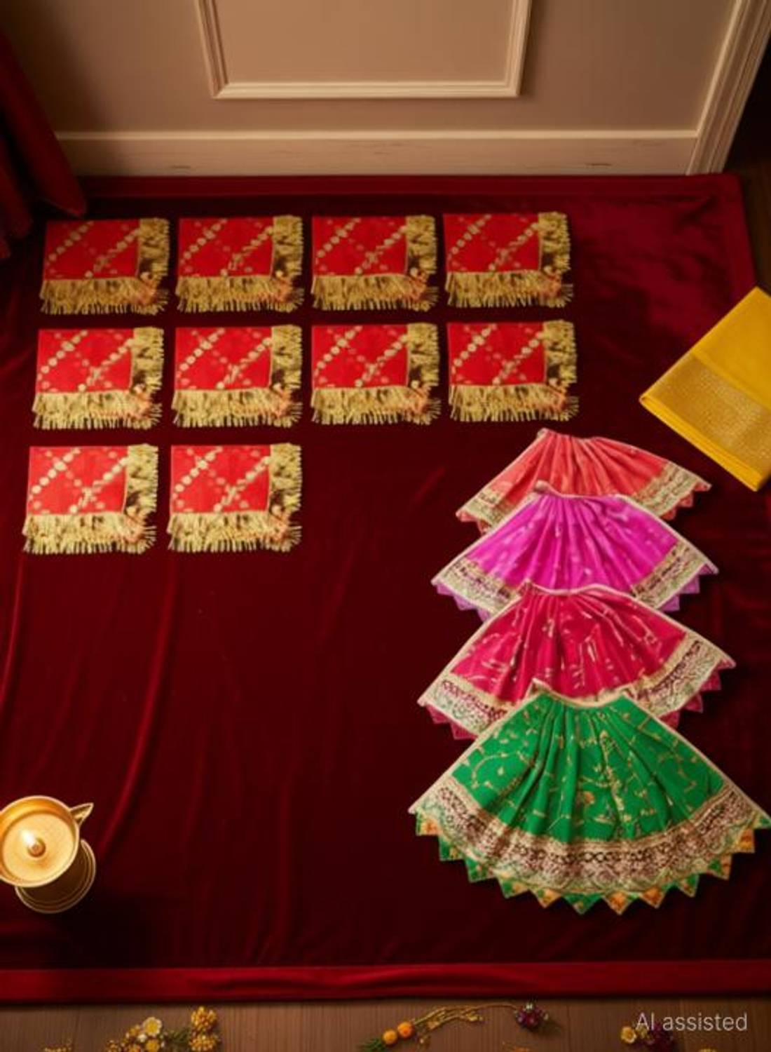 Sakati 10 chunni and 4posak lehanga chunni for navdurga puja navaratri Kanya Pujan Dress