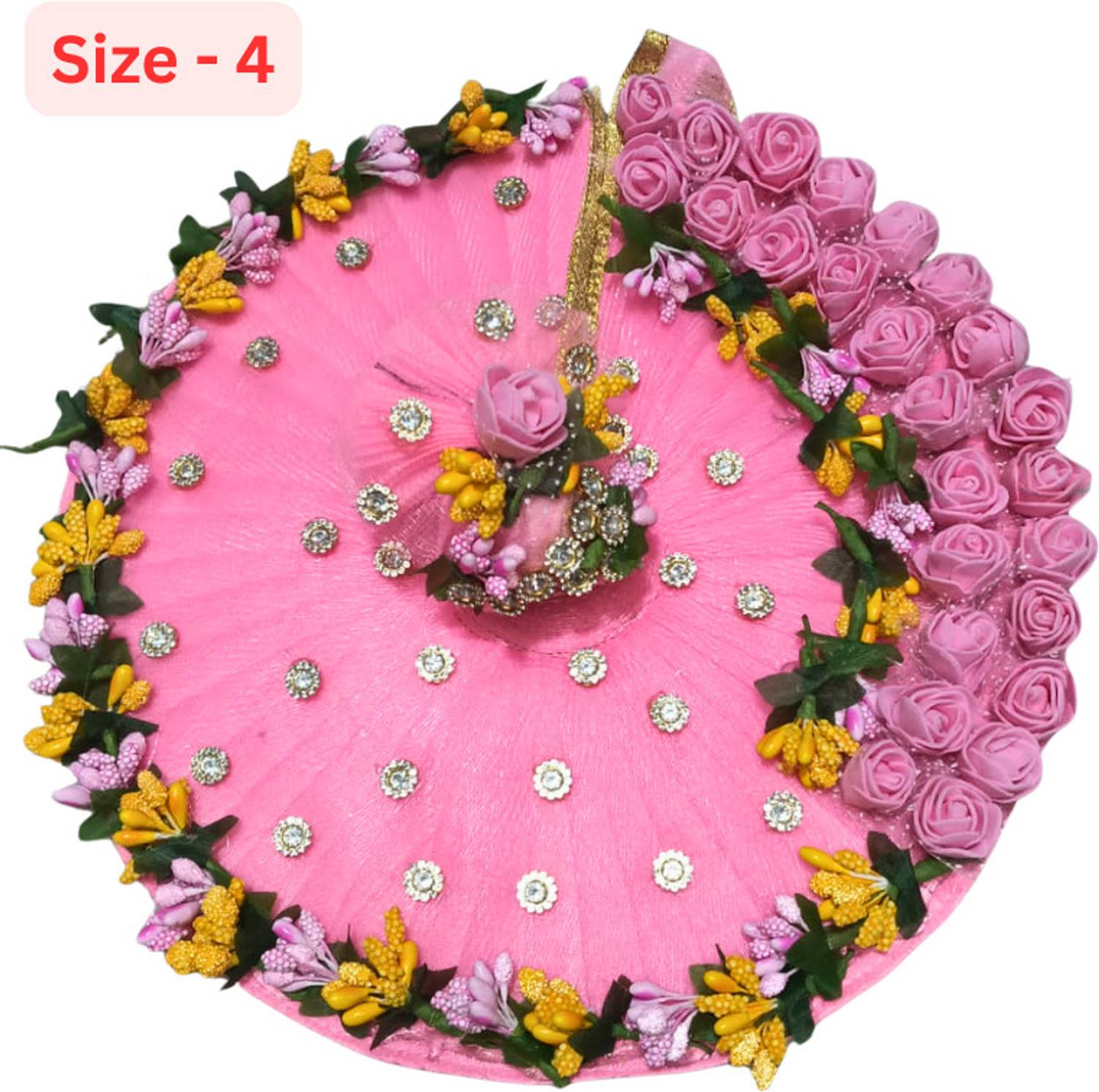 99POSHAK Size 04 Laddu Gopal Janmashtami Dress Heavy Base Handmade with Pagdi Pink Dress