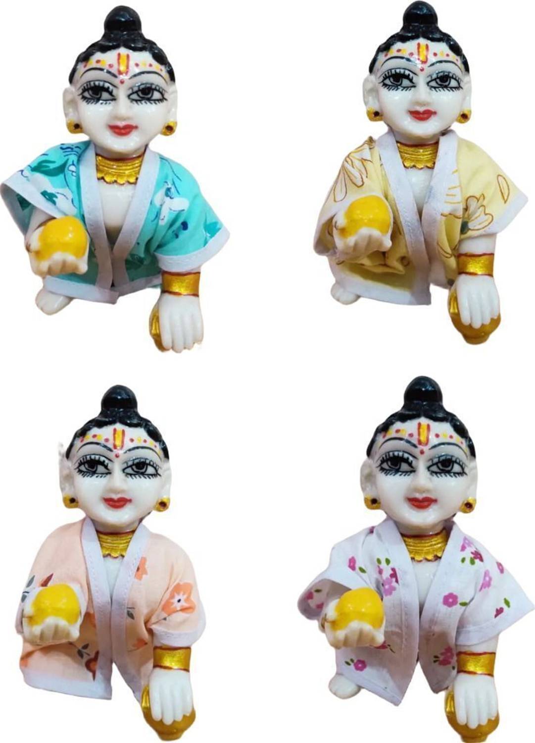 BROWN HORSE\ (Pack of 4) Laddu Gopal ji Summer Cotton Fancy Night Suit Size 5 (Random Color) Dress