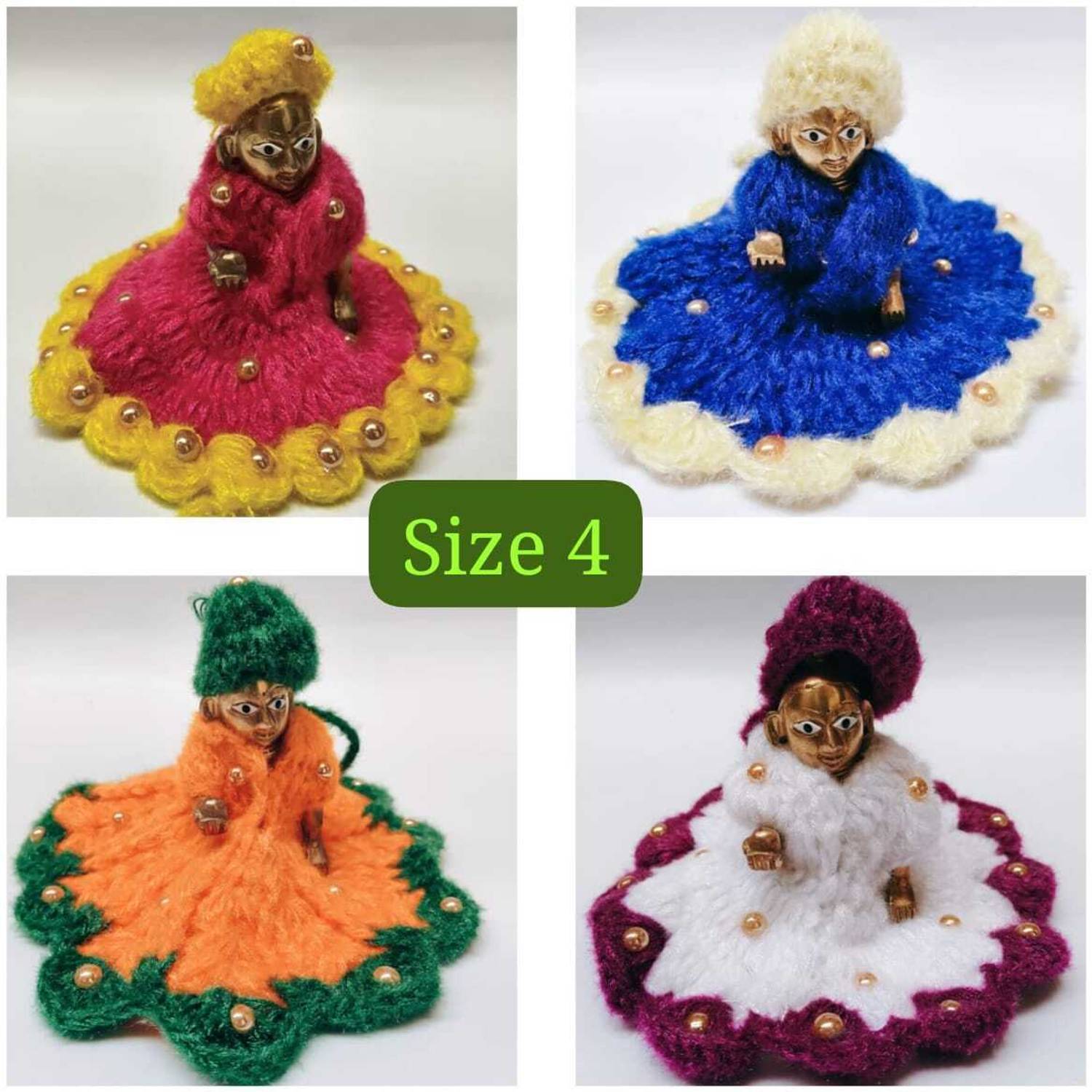 Anyfashion size 4 Laddu Gopal Woollen Designing Moti Dress with Cap Beautiful Winter Dress Dress