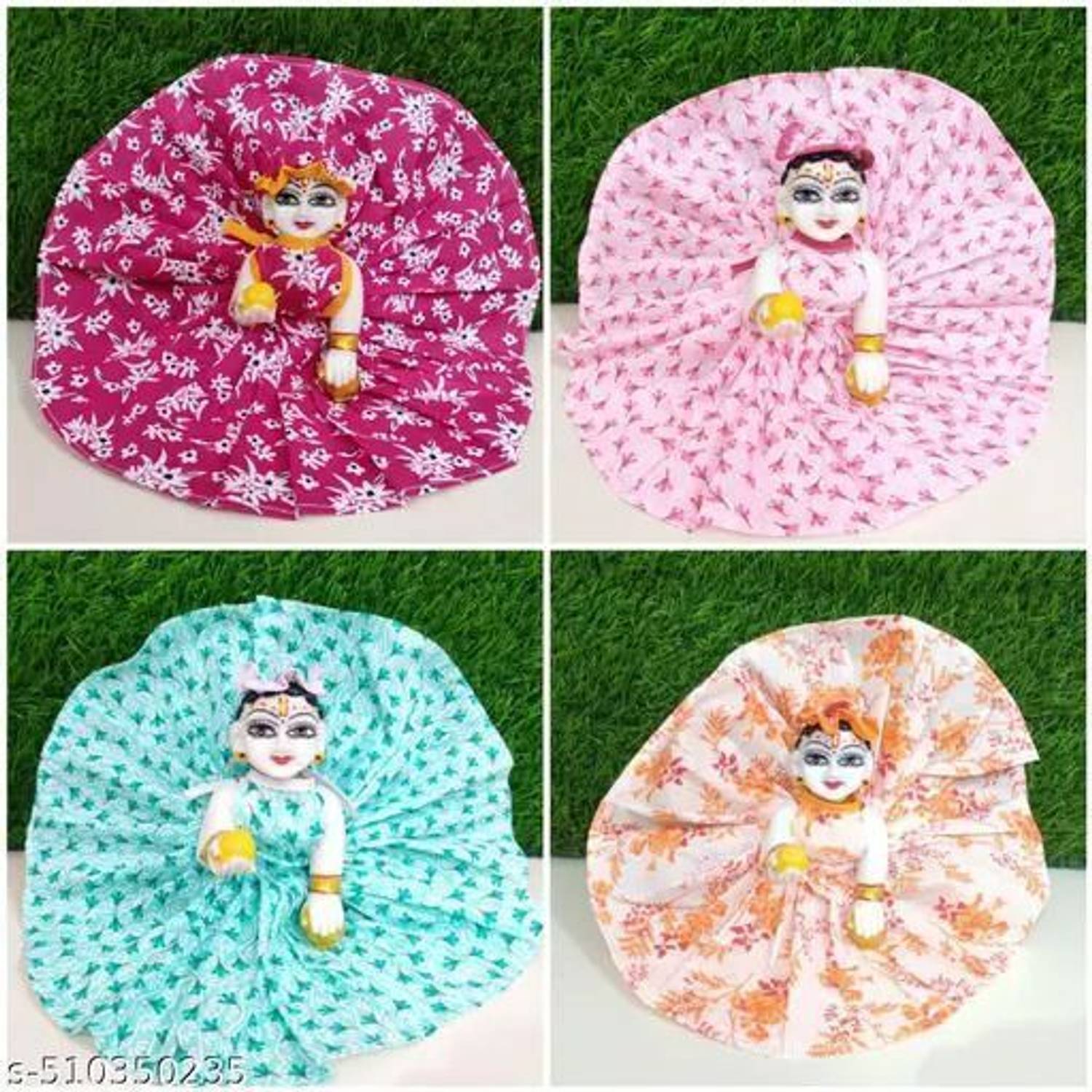 BROWN HORSE\ (set of 4) size-4 laddu gopal ji cotton dress Dress