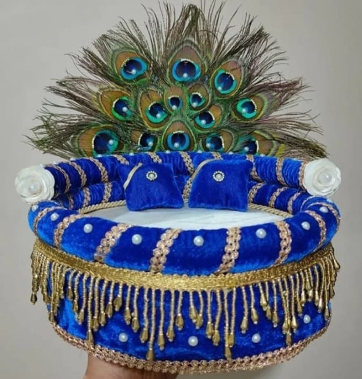 Image of Radhey creation mart Laddu gopal blue layer singhasan (size5-8) Dress