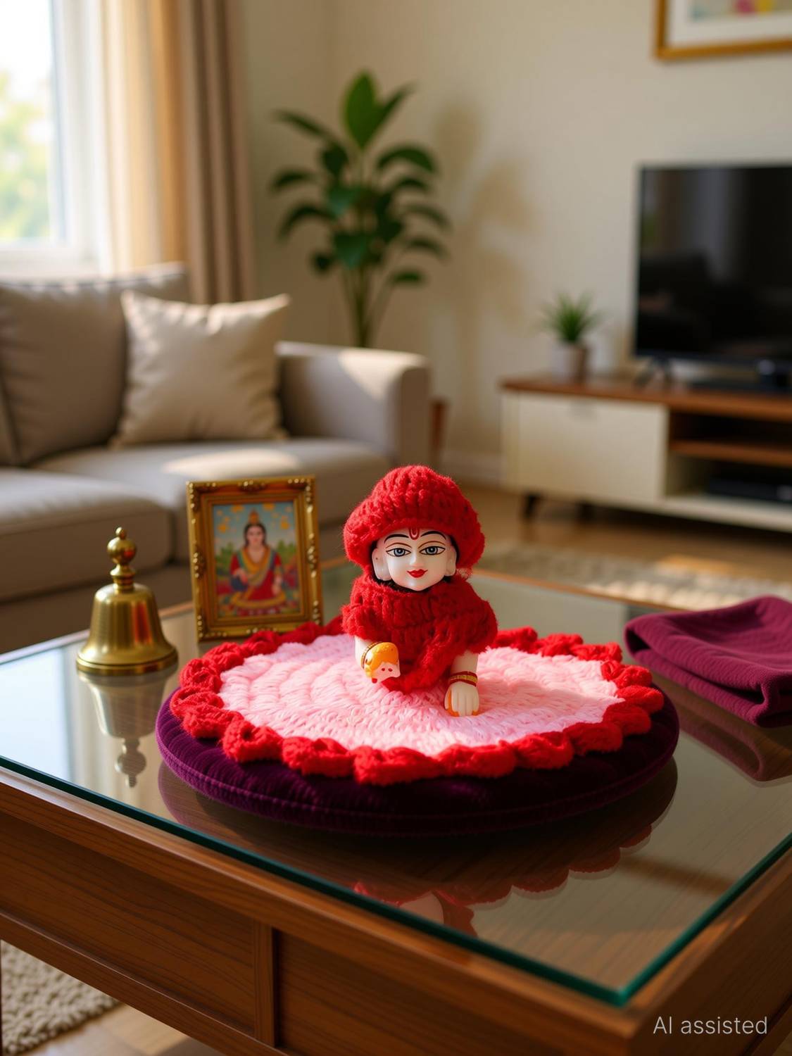 buyagain 6 no.laddu gopal winter woolen poshak with cap (sweater + cap Multicolour poshak Dress
