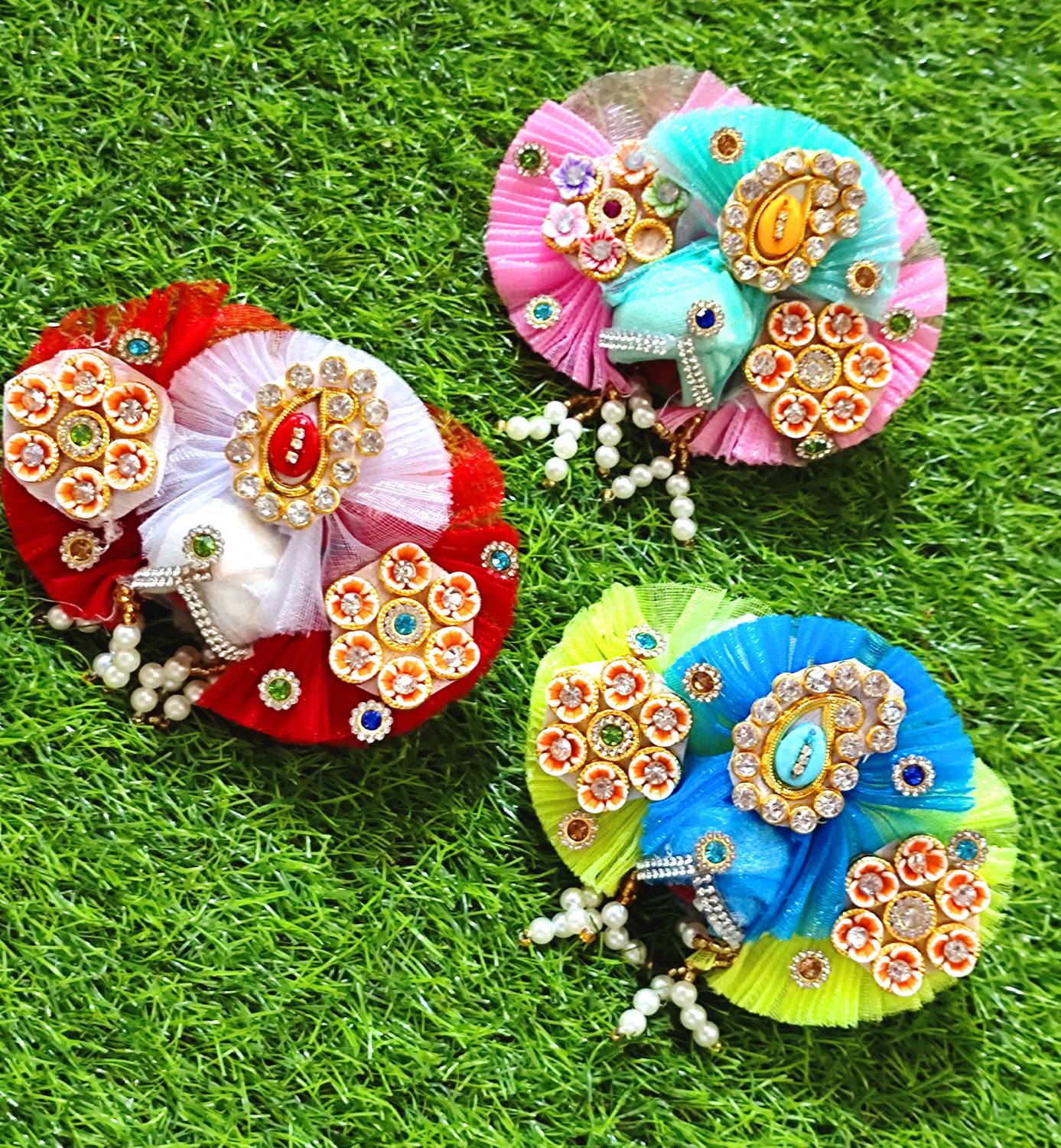 ANVIKA Size 1-3 No. Laddu Gopal Handmade Heavy Embroidery Pagdi/Mukut 3 Designer Pagdi Dress