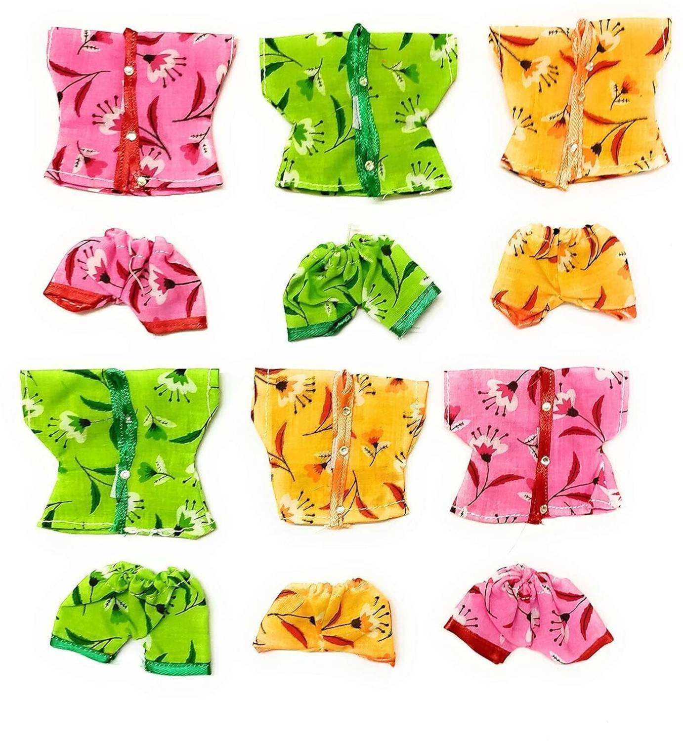 BROWN HORSE\ Soft Cotton Night Suit for Laddu Gopal, Kanha ji, Bal Gopal, ( Size - 1 no.), Pack of 6 Dress