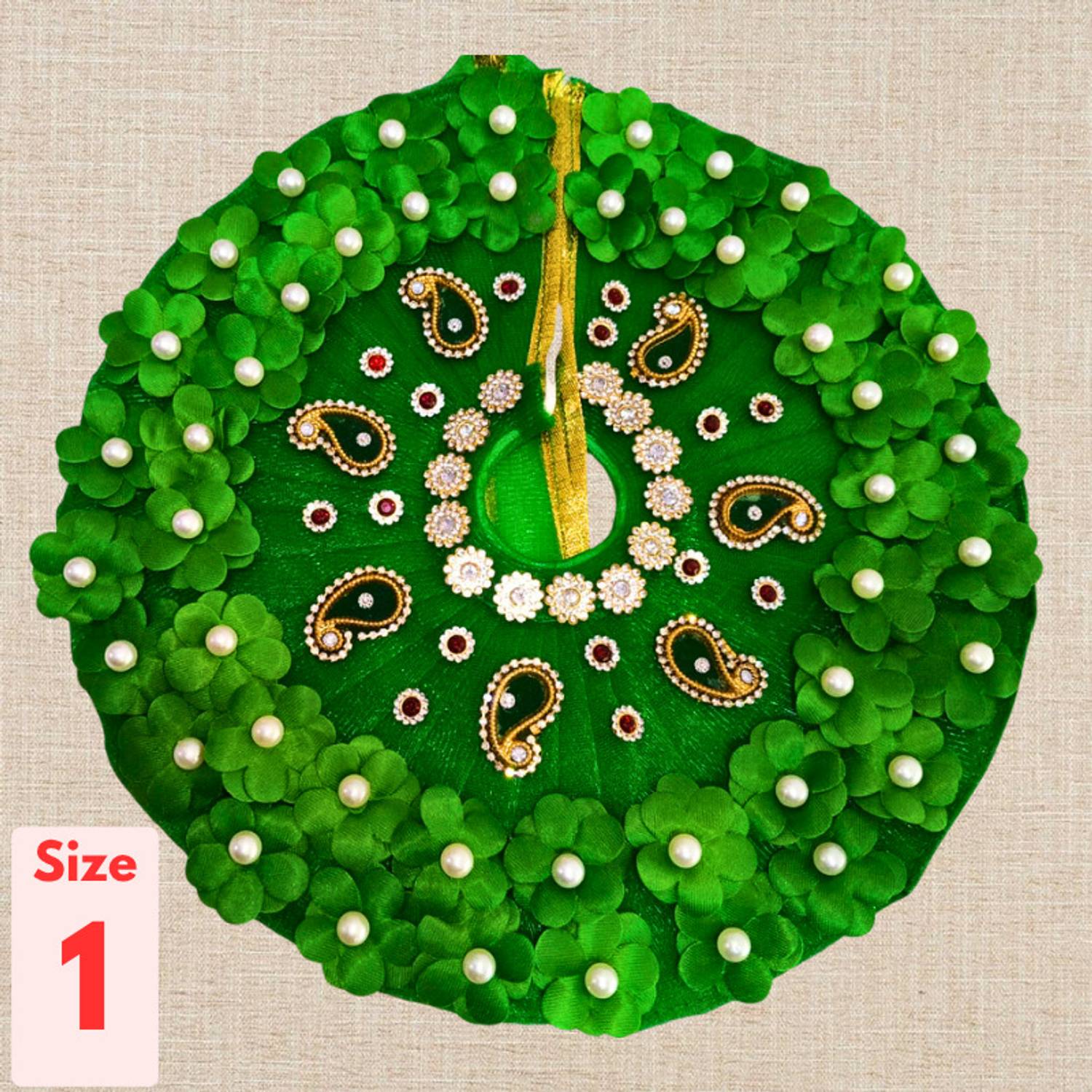 99POSHAK Laddu Gopal Green Dress Size 01 with Pagdi for Festival Dress