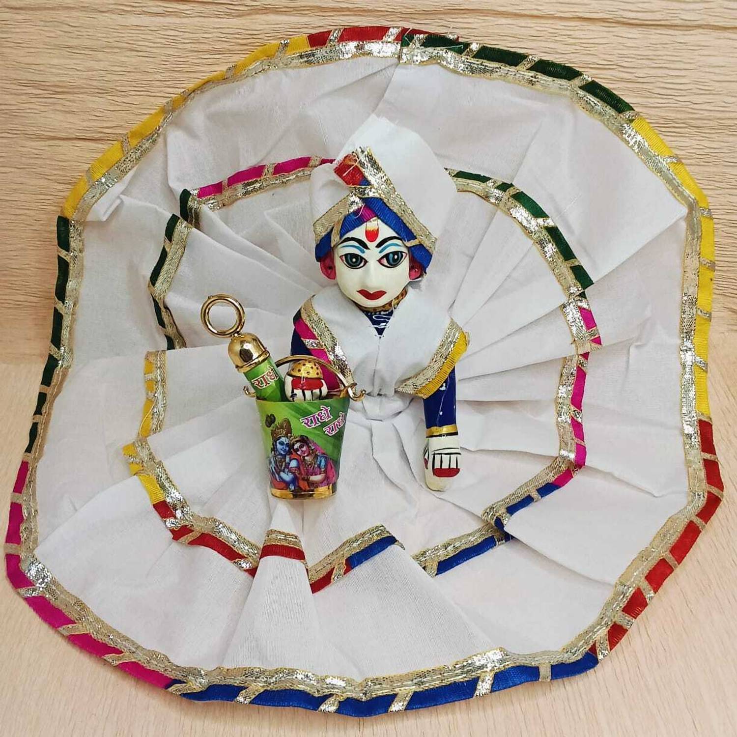 99POSHAK Size 1 Laddu Gopal Holi Dress White, Free Balti Pichkari Fancy Holi Dress