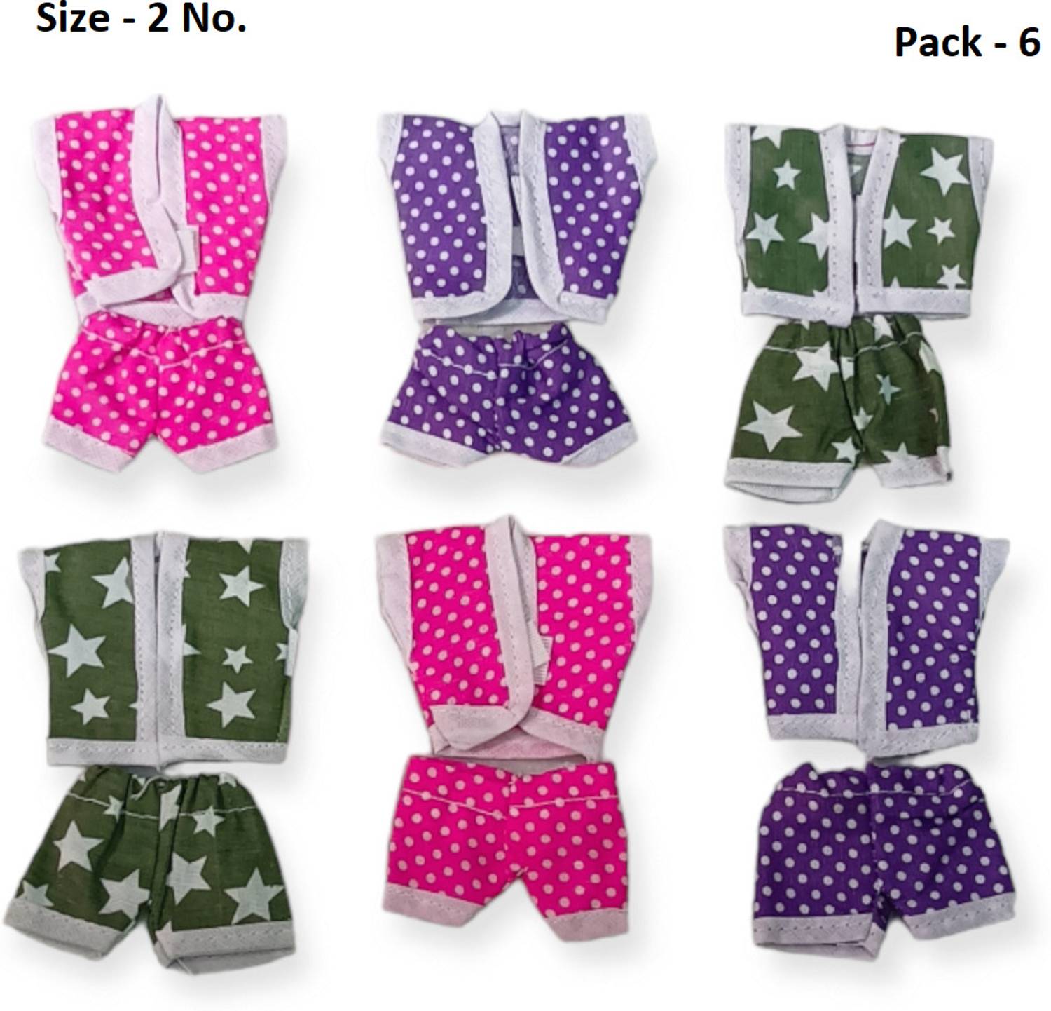 nini 2 NO Laddu Gopal Ji Summer Wear Night Suit Pack 6 (Random Color & Print) Dress