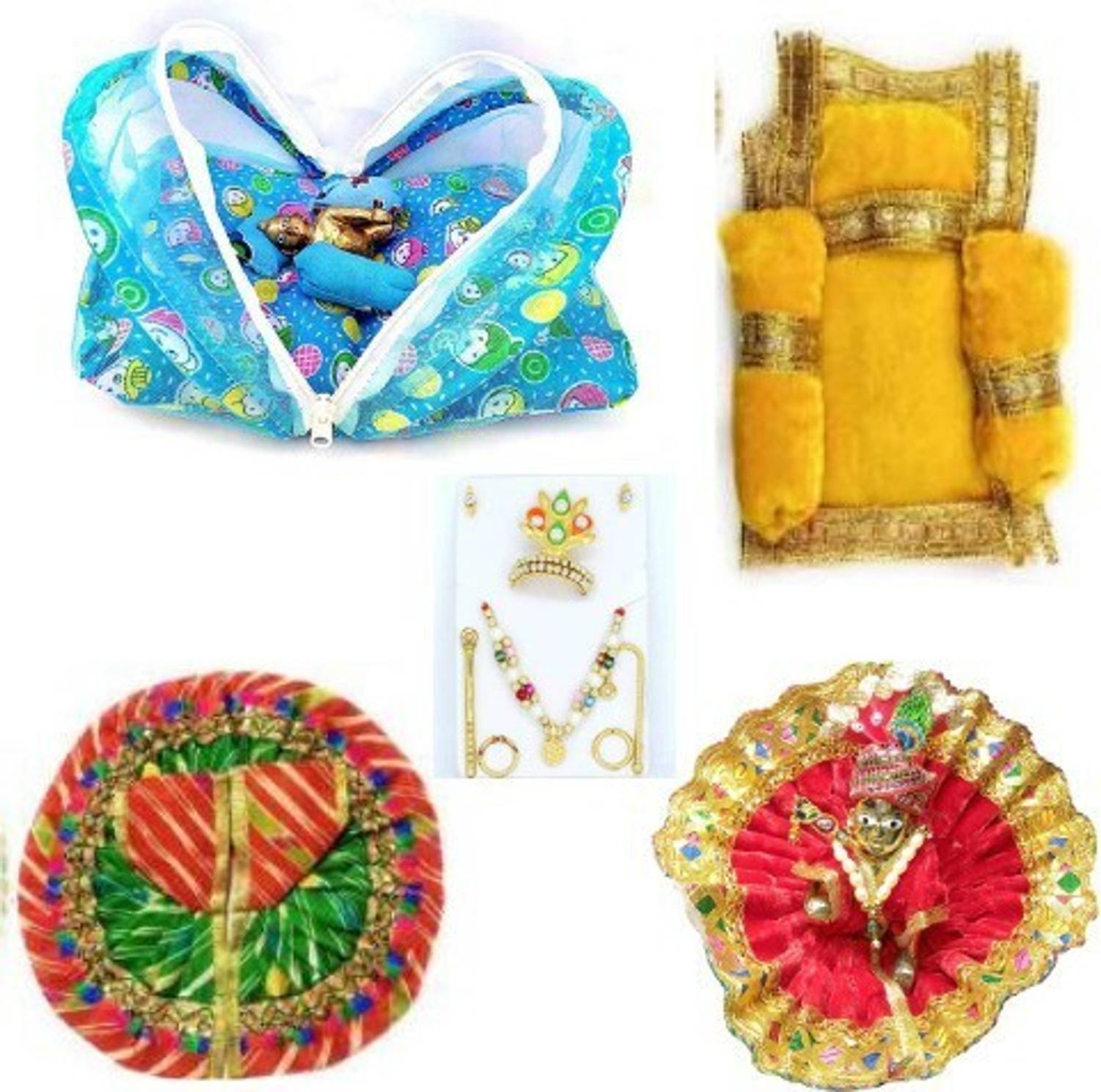 ARISERS combo set of mosquito net aasan poshak shringar and laddu gopal Dress