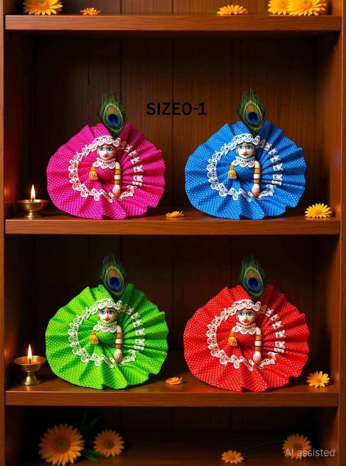 LADDU GOPAL laddu gopal dresses summer cotton kanha ji dot frock (SIZE 0-1) Dress