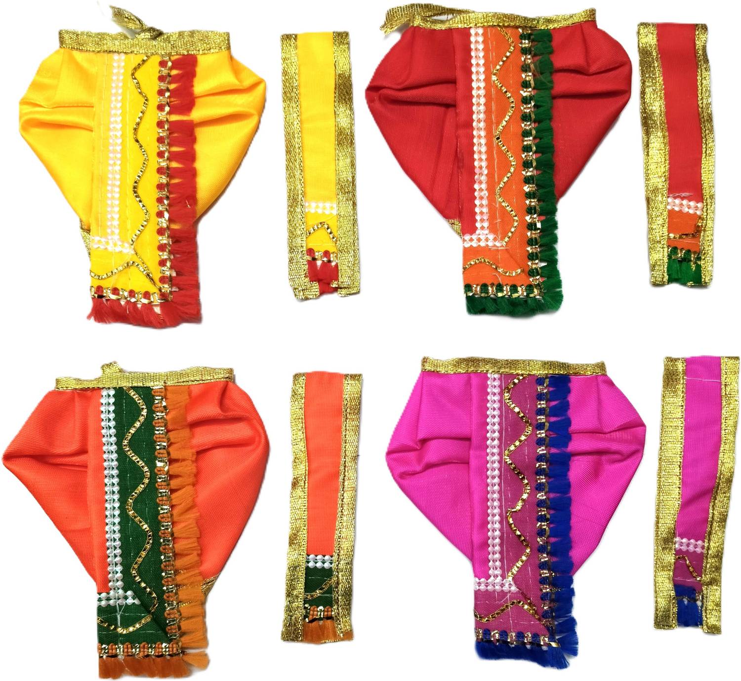 Gopal G Traders Ganesh Ji/Balaji/Krishna, Ganapati, Laddu gopal, Stylish set Of 4, Dress for 2 no Size Dress