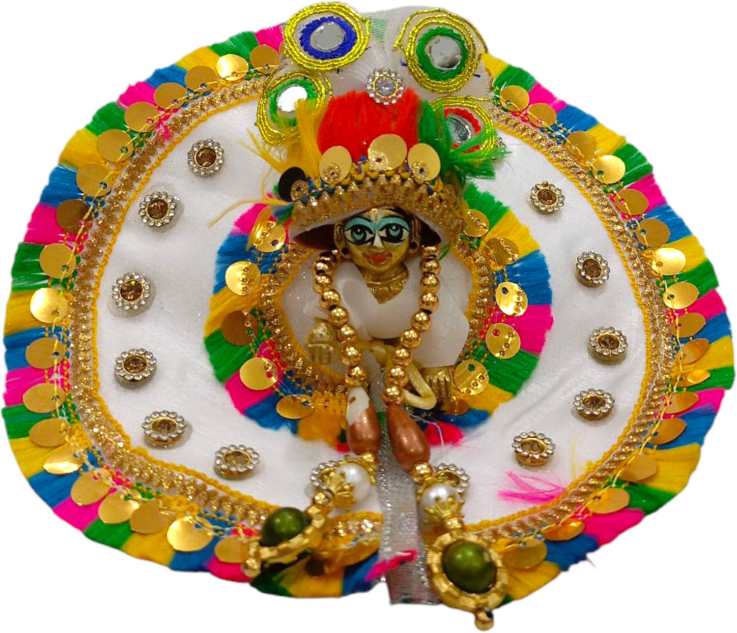 nini nini 2 NO Thakur JI Laddu Gopal Ji Fancy White Dress With Choli, Pagdi and Patka Dress