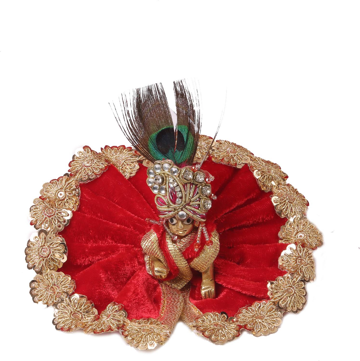 Dulhan Enterprises DLC Apple Red Laddu Gopal poshak Designer Velvet Janamashtami Dress-10x10 cm Dress