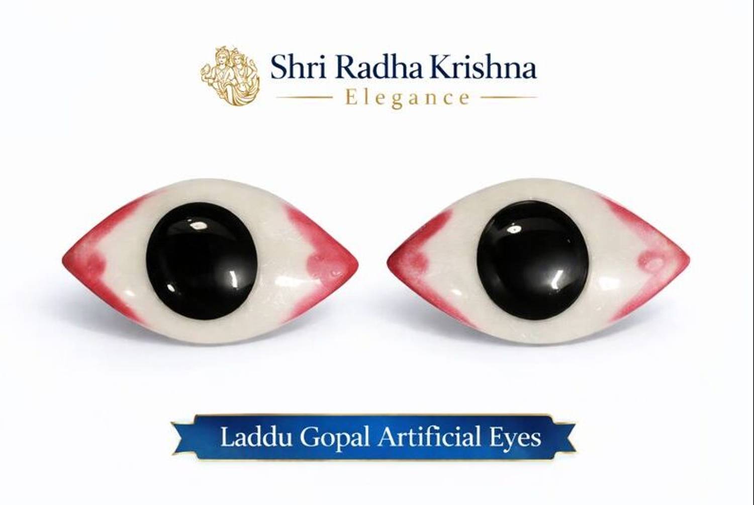 Shri Radha Krishna Elegance Laddu Gopal Eye Size 7 - 1 Pair | Kanhaji Netra | Bal Gopal's Artificial Eye Deity Ornament