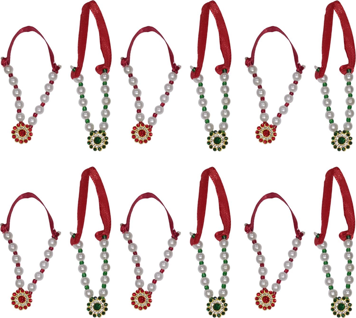 AmayDivine Small Mala Set of 12, Multicolor 7.6 cm ( 3 inch ) mala for Thakur Ji Deity Ornament