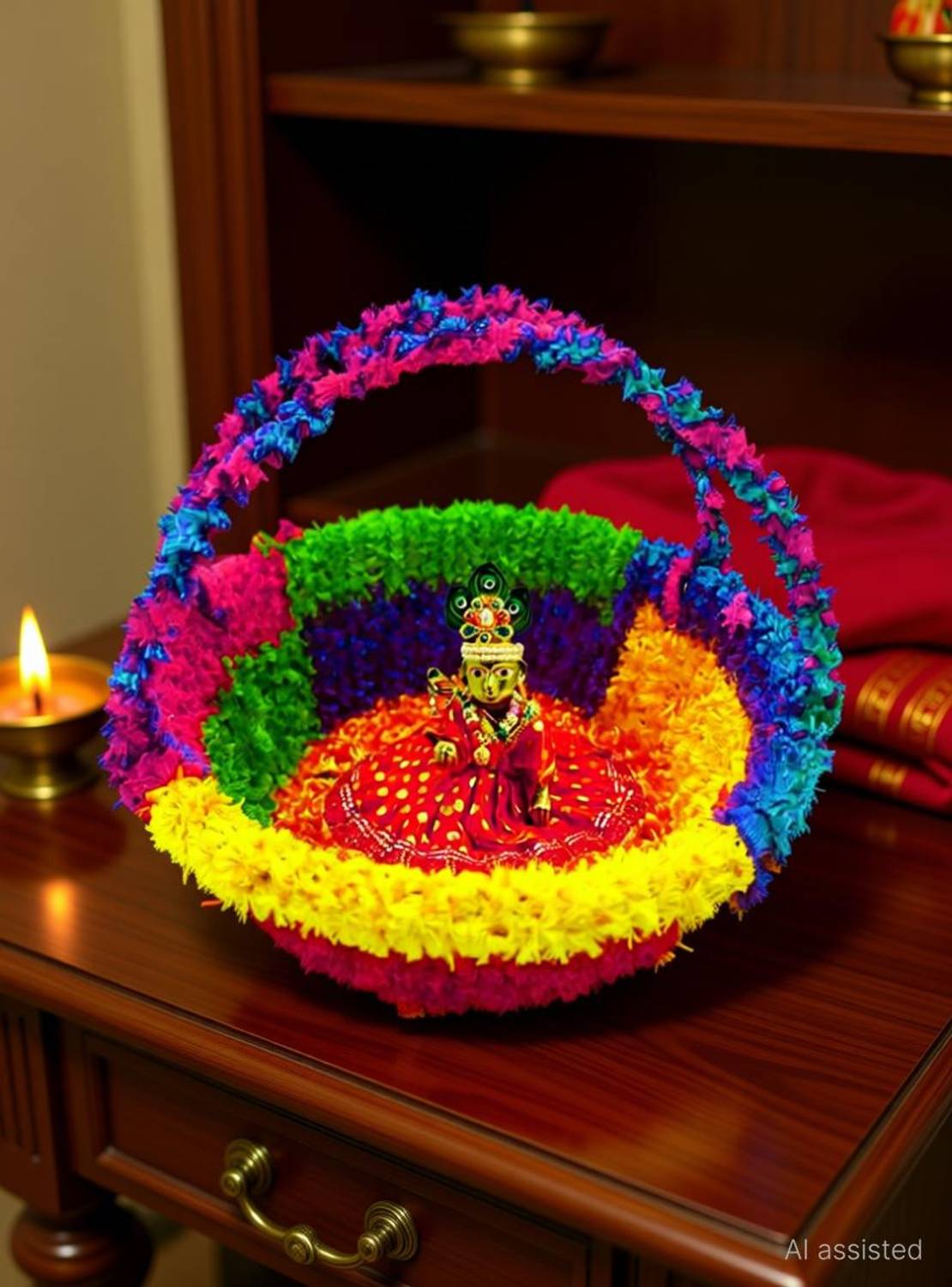 Ziuxto laddu gopal kanha ji basket tokri With handle Deity Ornament