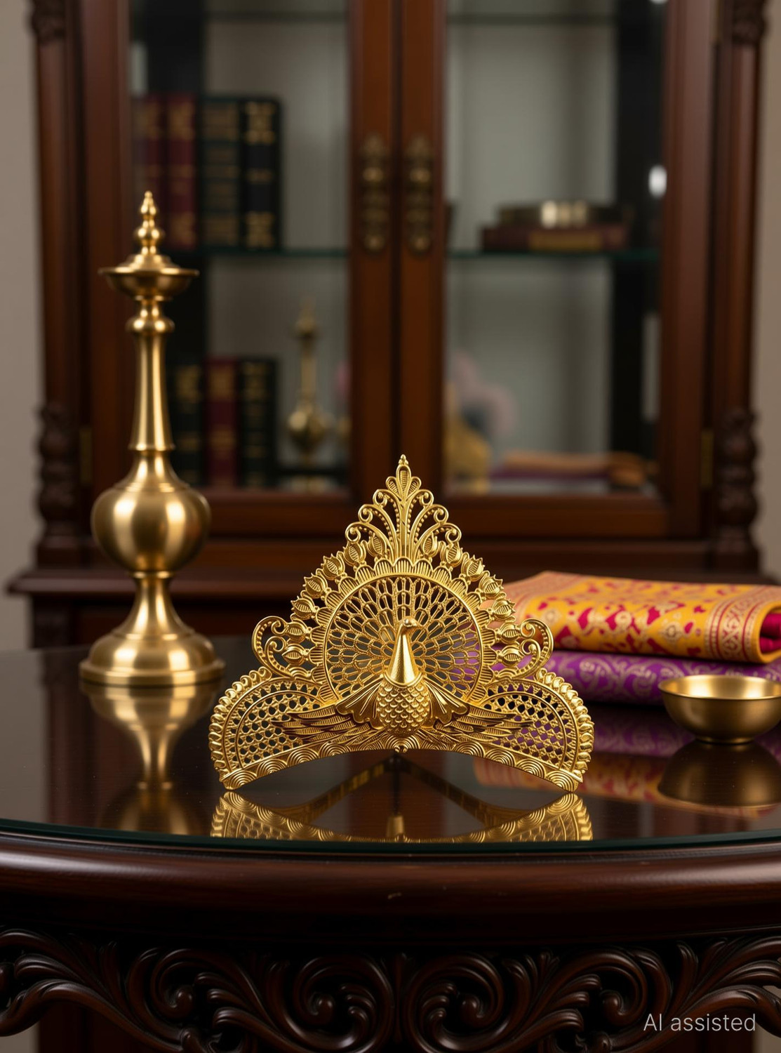 Image of BengCraft Big Size Taj Crown Golden Mukut for God, Idols, Gopal, Krishna, Maa Durga Devi Deity Ornament (Crown)