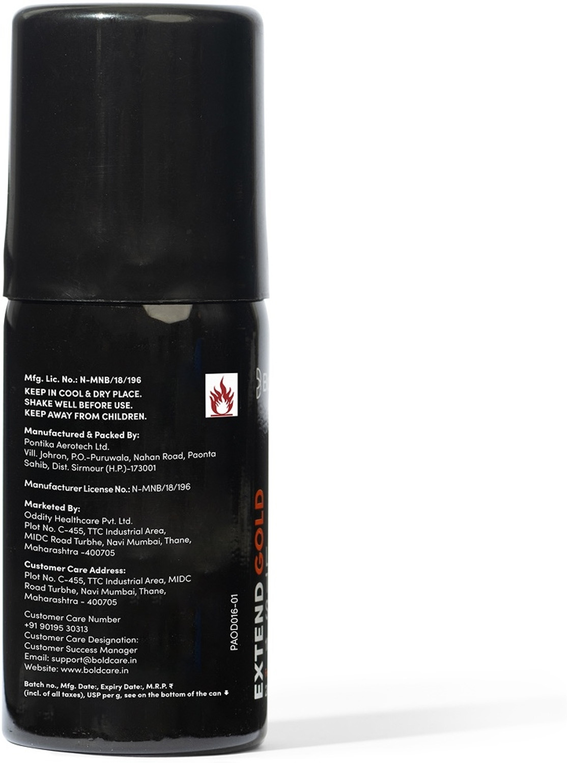 Image of Bold Care Extend Gold Lidocaine & Prilocaine Topical Spray For Sensitive Skin