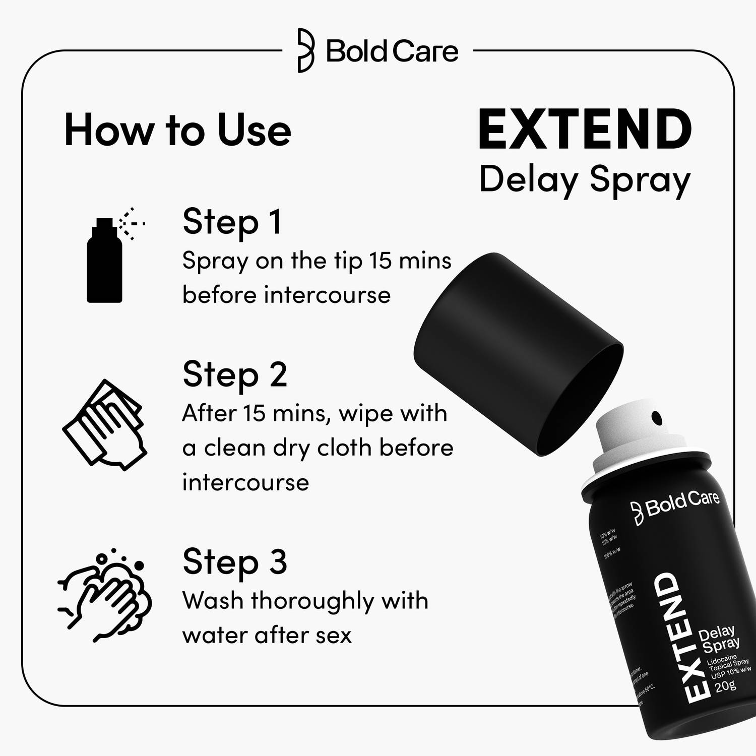 Bold Care Extend Delay Lidocaine Topical Spray - Image 3