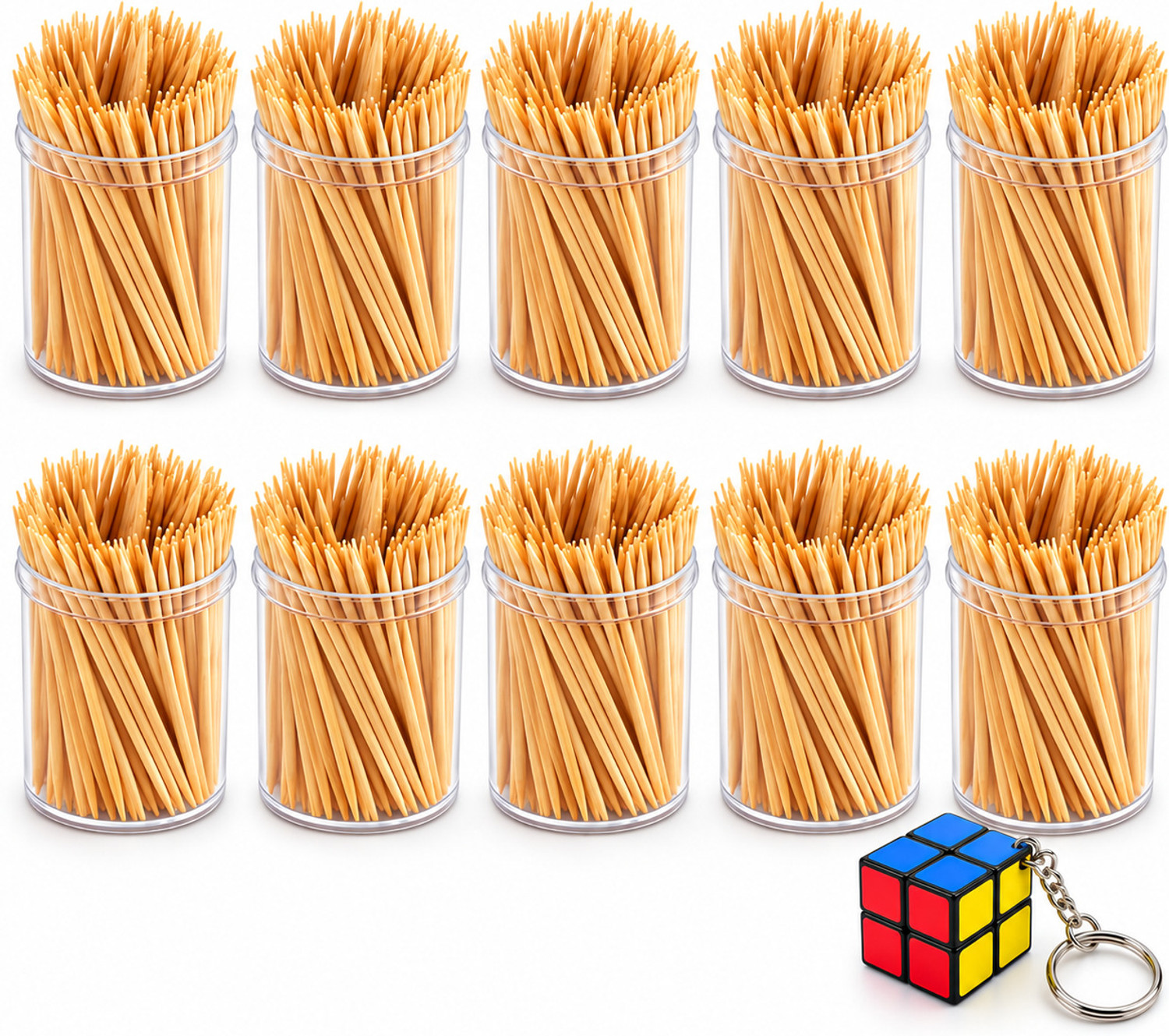 Image of Fanqew pack of 10 tothpick boxes with free cube keyring