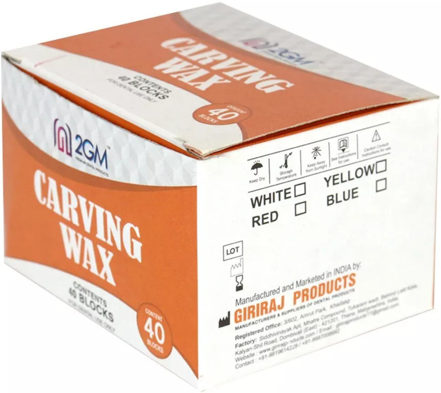 Image of 2GM Dental Carving White Paraffin Wax 40 blocks pack of 200 gms.