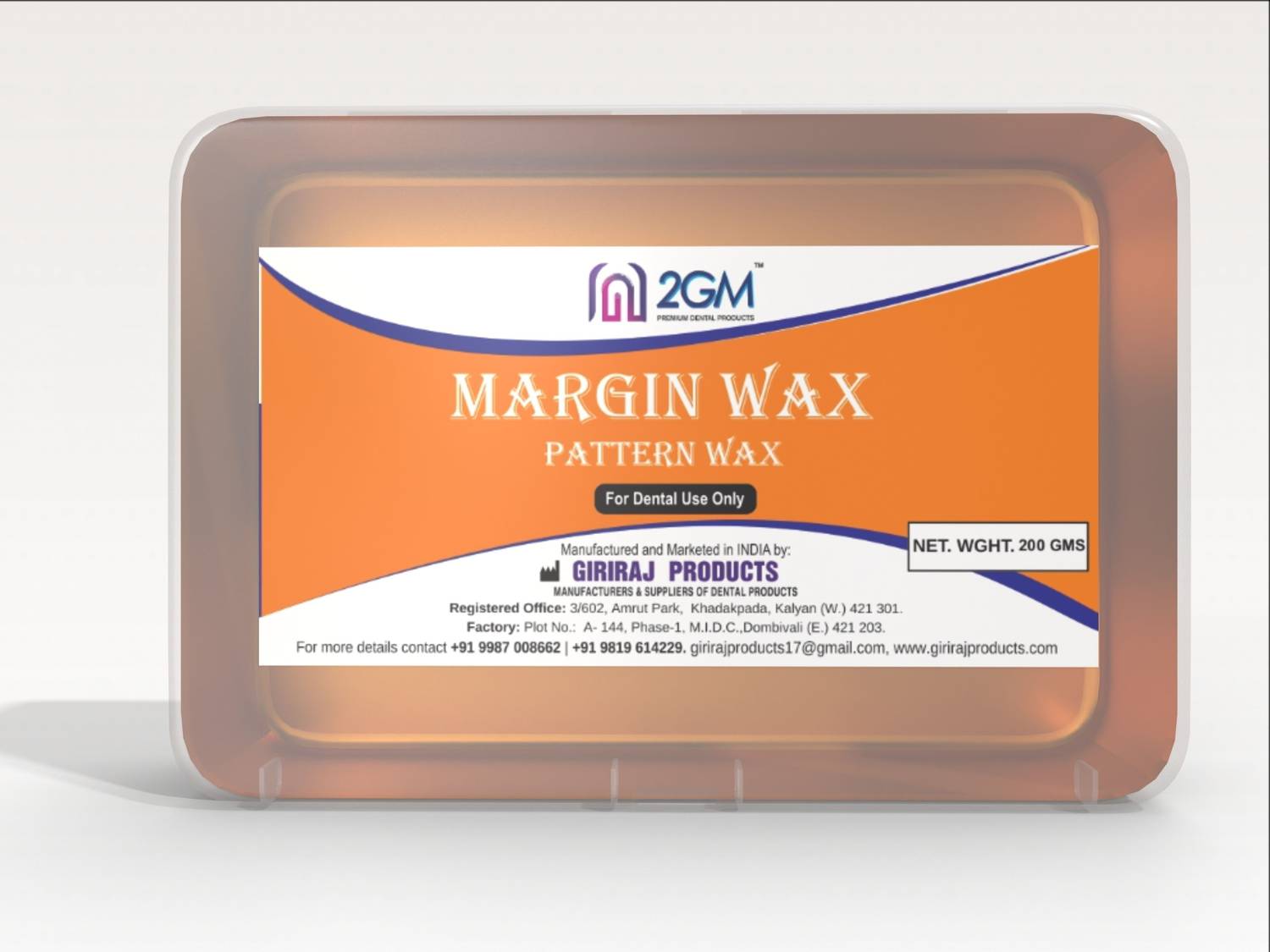 2GM Dental Margin Pattern Wax - 200gms (Orange)