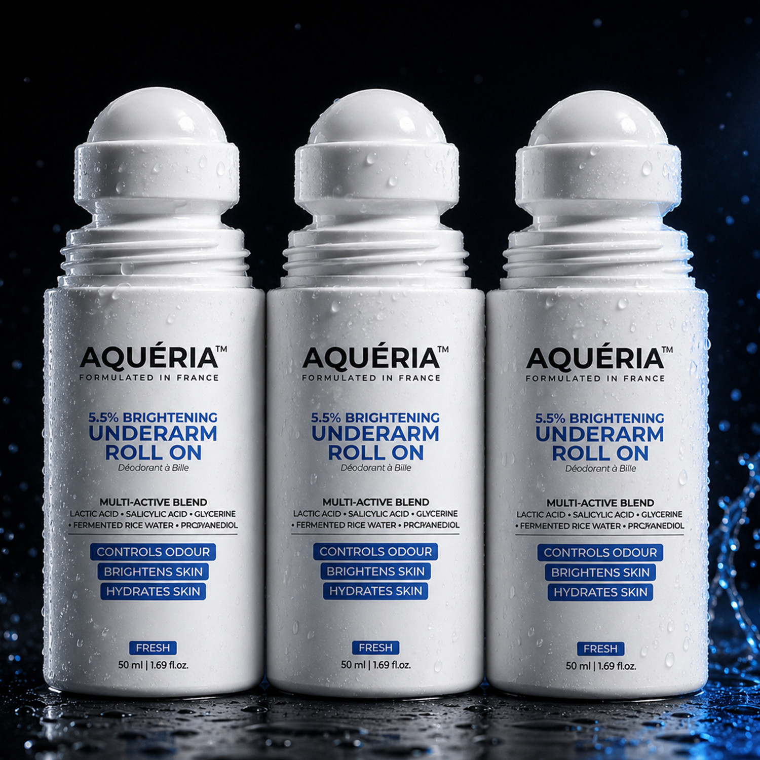 Image of Aqueria 5.5% AHA BHA Brightening Underarm Roll On | Fresh Fragrance Deodorant Roll-on - For Men & Women