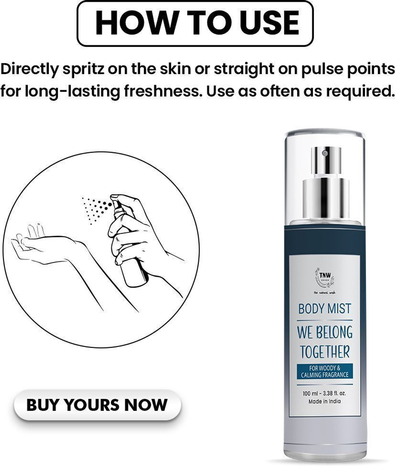 Image of TNW - The Natural Wash We Belong Together Body Mist | Lasting Woody & Calming Scent Body Mist - For Men & Women