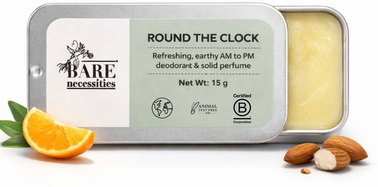 Bare Necessities Round The Clock Organic Solid Deodorant | Alcohol-Free | Earthy Fragrance 15g Deodorant Cream - For Men & Women