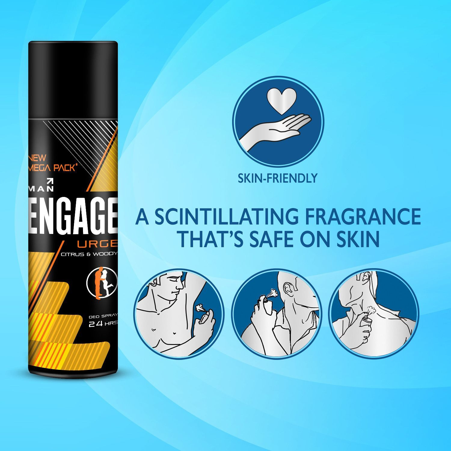 Image of Engage Urge & Mate Mega Pack Deo Combo for Men 220ml x2, Long Lasting Deo Spray Deodorant Spray - For Men