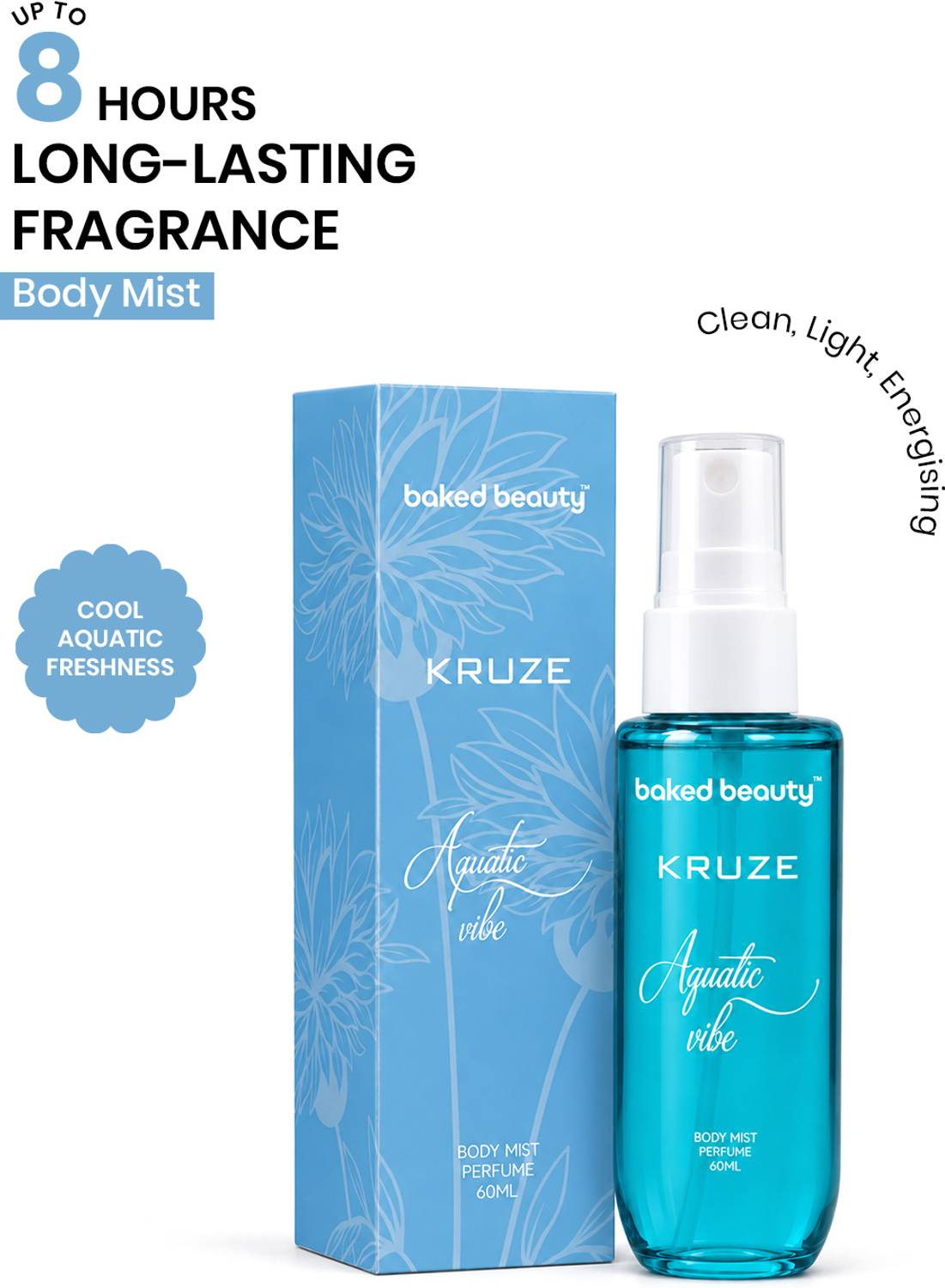 BAKED BEAUTY Kruze Aquatic Vibe Body Mist Refreshing Long Lasting Fragrance for Women - 60ml Body Mist - For Women