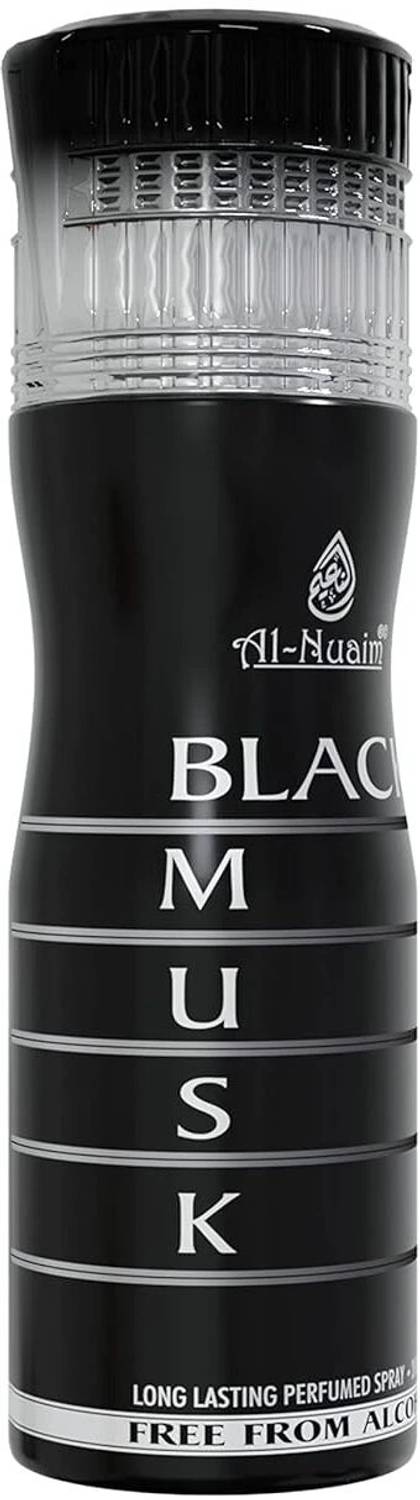 Al Nuaim Black Musk Alcohol free Deodorant Body Spray Long Lasting For Men 200ml Body Spray - For Men & Women