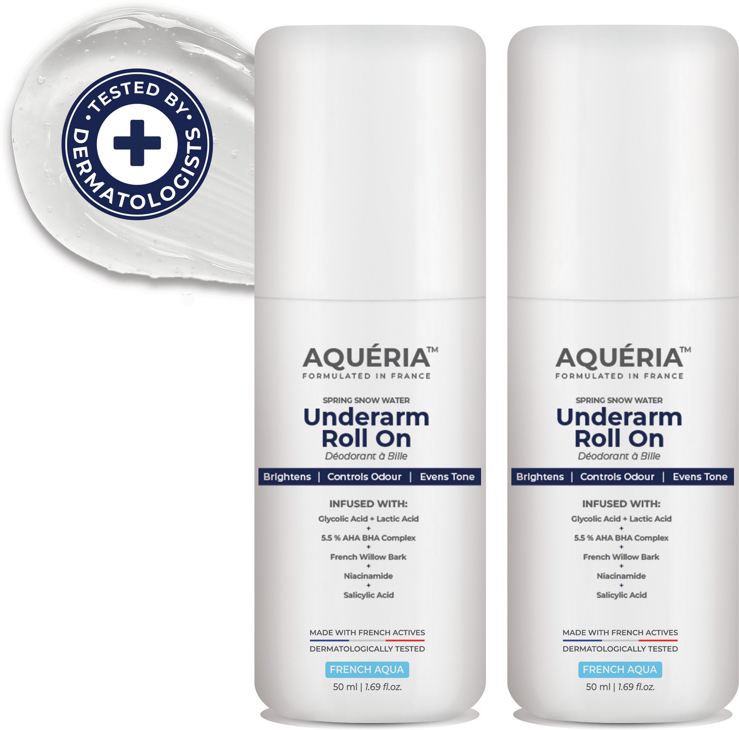 Image of Aqueria Multi Active Underarm Roll On | 5.5% AHA BHA, Niacinamide - Aqua Fragrance Deodorant Roll-on - For Men & Women
