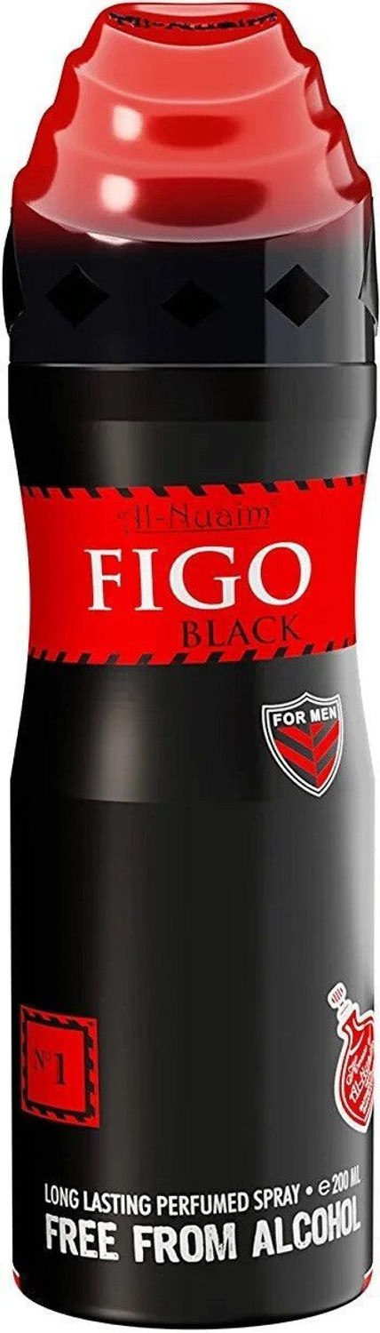 Image of Al-Nuaim Figo Black Alcohol Free Deodorant |Long Lasting Perfumed Spray - 200ml Each Body Spray - For Men